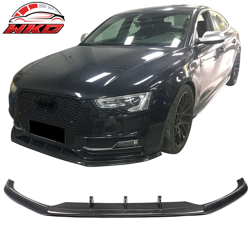 Fits 13-16 Audi S5 8V Coupe JC Style Front Bumper Lip Spoiler Carbon Fiber CF