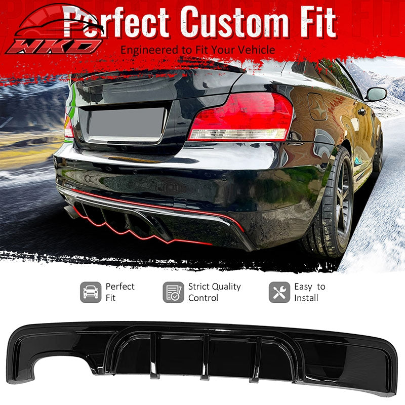 Fits 08-13 BMW 1-Series E82 E88 M Performance Rear Diffuser Lip ABS Gloss Black
