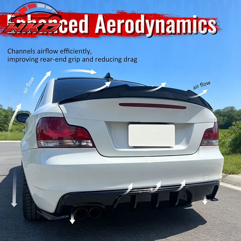 Fits 08-13 BMW 1-Series E82 E88 M Performance Rear Diffuser Lip ABS Gloss Black