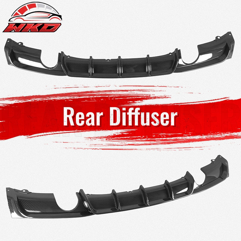 For 12-18 BMW 3 Series F30 F31 Carbon Fiber Look Rear Diffuser Dual Side Exhaust