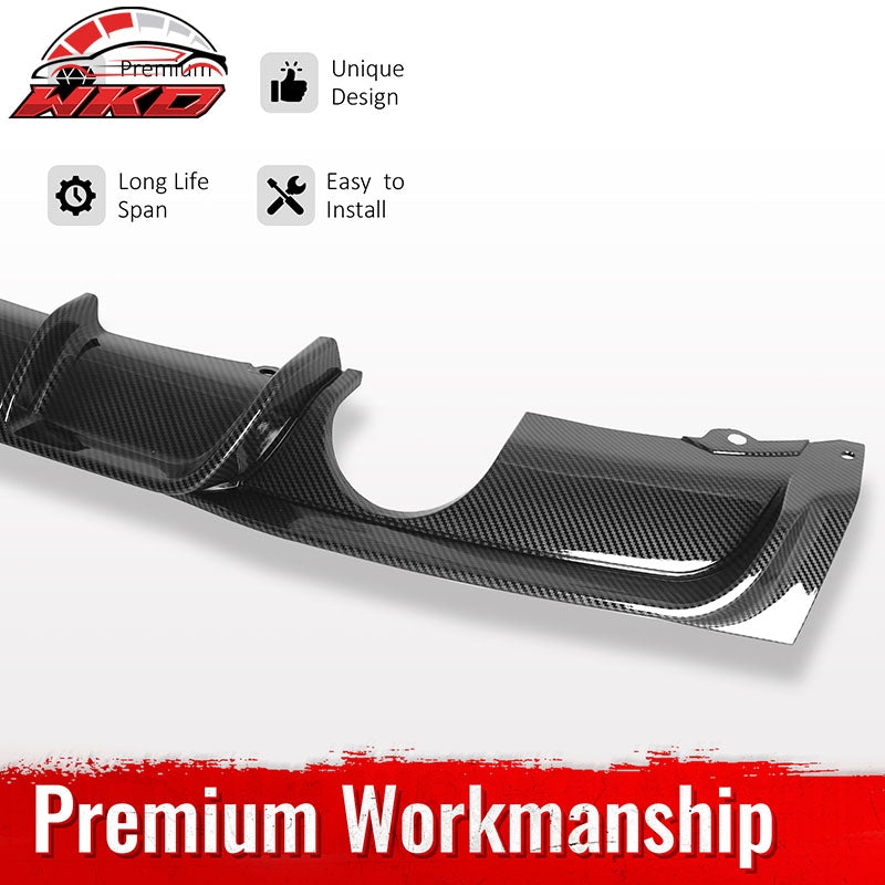 For 12-18 BMW 3 Series F30 F31 Carbon Fiber Look Rear Diffuser Dual Side Exhaust