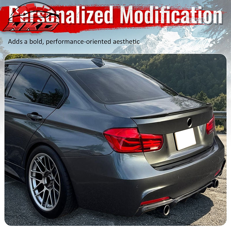 For 12-18 BMW 3 Series F30 F31 Carbon Fiber Look Rear Diffuser Dual Side Exhaust