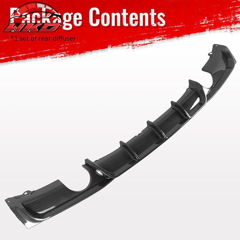 For 12-18 BMW 3 Series F30 F31 Carbon Fiber Look Rear Diffuser Dual Side Exhaust