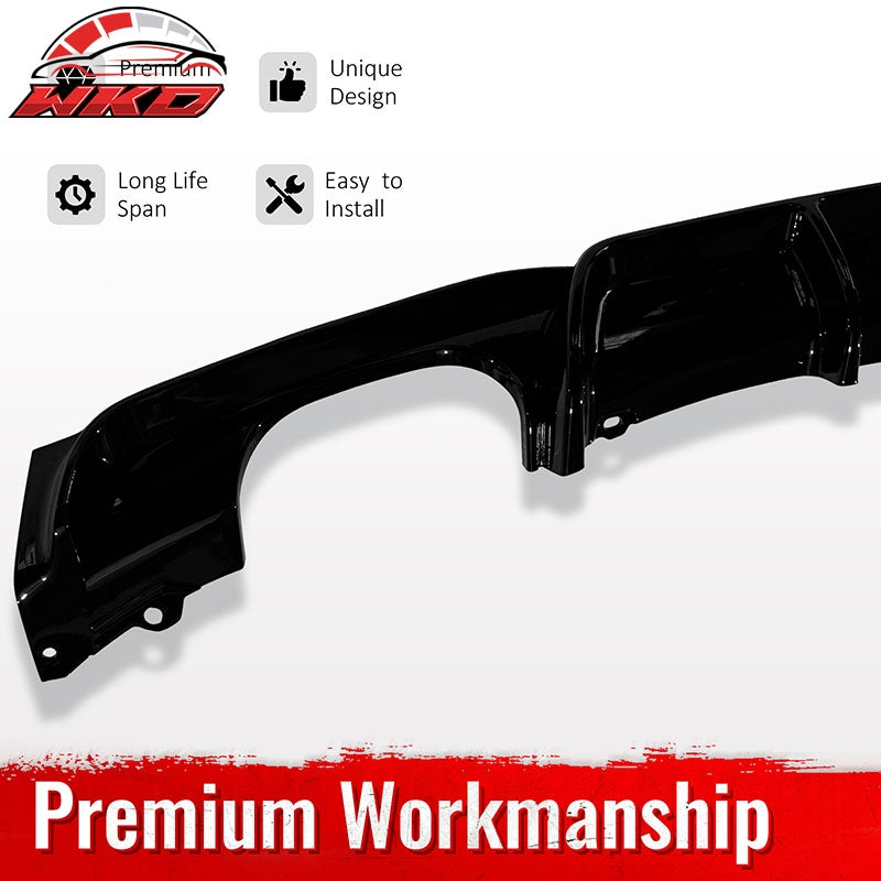 Fits 12-18 BMW 3 Series F30 F31 Gloss Black Rear Diffuser Single Side Exhaust