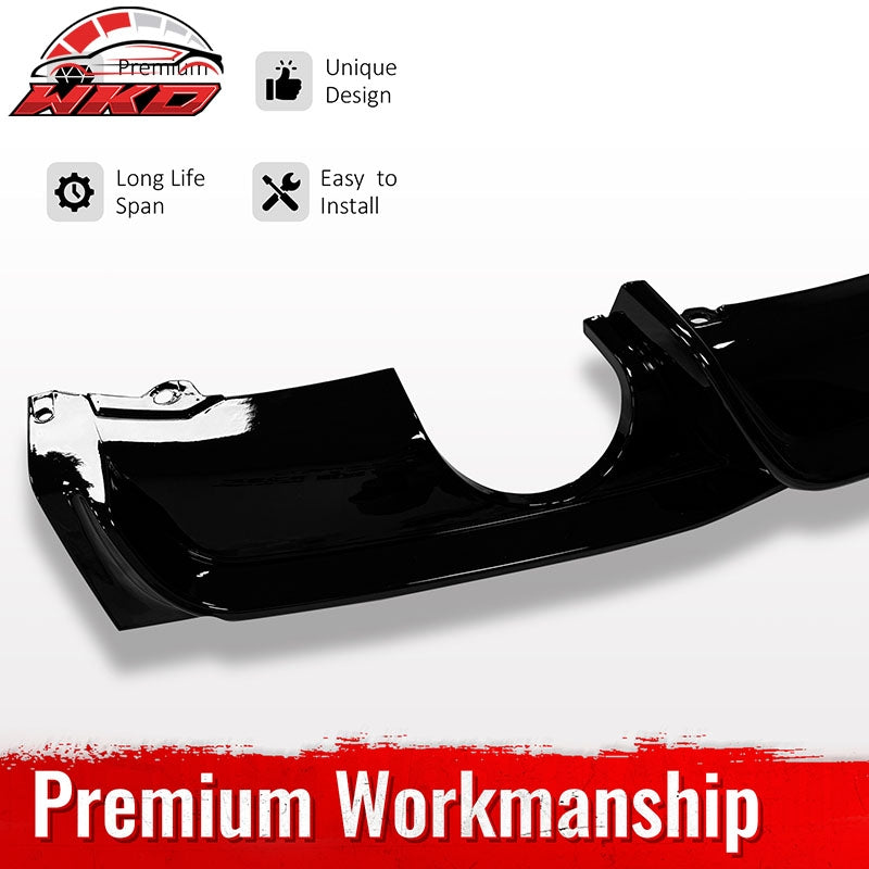 Fits 12-18 BMW 3 Series F30 F31 Gloss Black Rear Diffuser Lip Dual Side Exhaust
