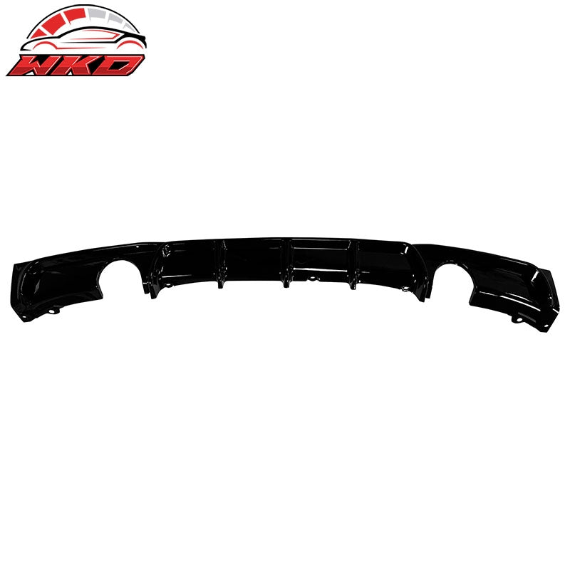Fits 12-18 BMW 3 Series F30 F31 Gloss Black Rear Diffuser Lip Dual Side Exhaust