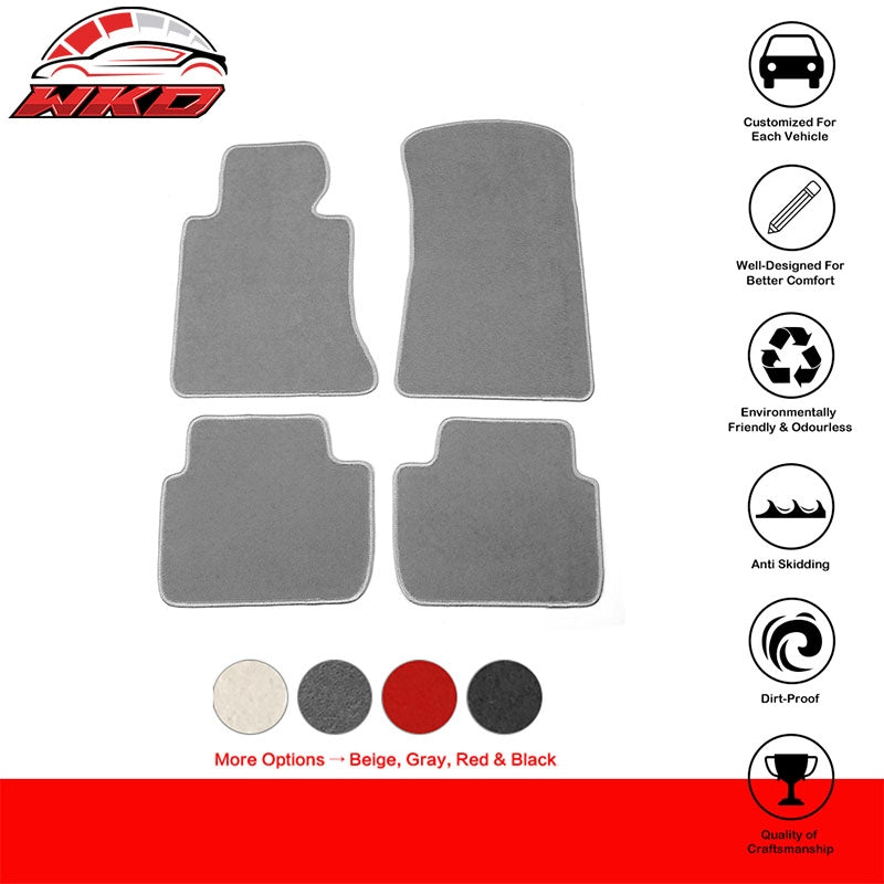98-06 E46 3-Series Floor Mats Liner Front Rear Nylon Grey Carpet 4PCS FOR: (BMW)