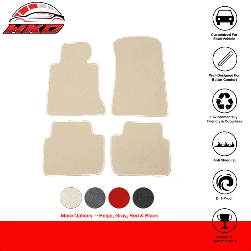 98-06 E46 3-Series Floor Mats Front Rear Nylon Beige Carpets 4PCS FOR: (BMW)