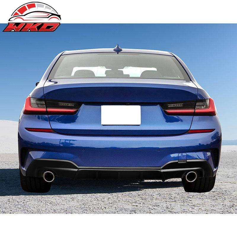 Fits 19-22 BMW 3 Series G20 IKON Style Rear Bumper Lip Diffuser PP Matte Black