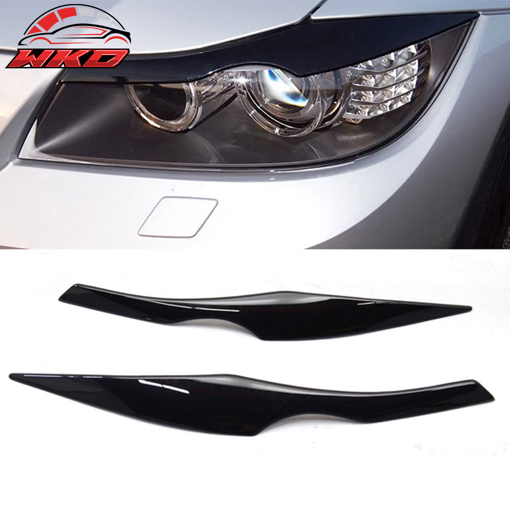 Fits 06-11 BMW E90 3-Series Sedan Headlight Eyebrows Eyelid Painted #668 Black