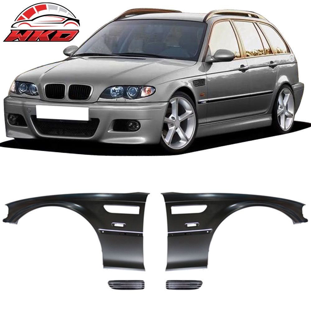 Fits 98-02 BMW E46 M3 Style Metal Fenders With Chrome Side Vent