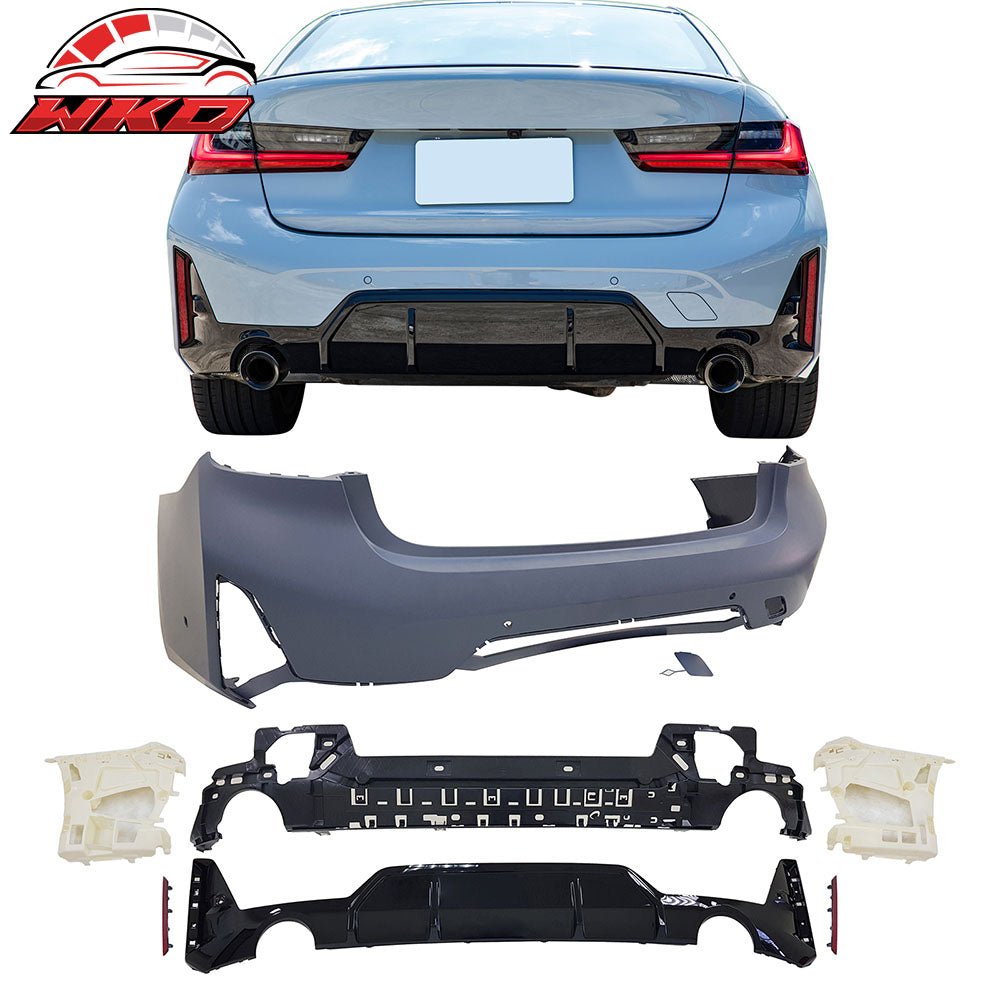 Fits 23-24 BMW G20 3-Series LCI & M340i M-Sport Rear Bumper Cover w/ Sensor Hole