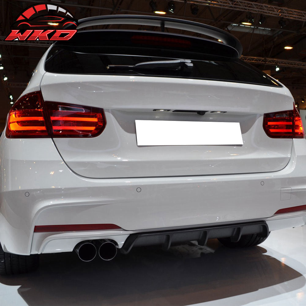 Fits 12-18 BMW F30 MT M Sport Rear Bumper Diffuser Twin Muffler Single Out