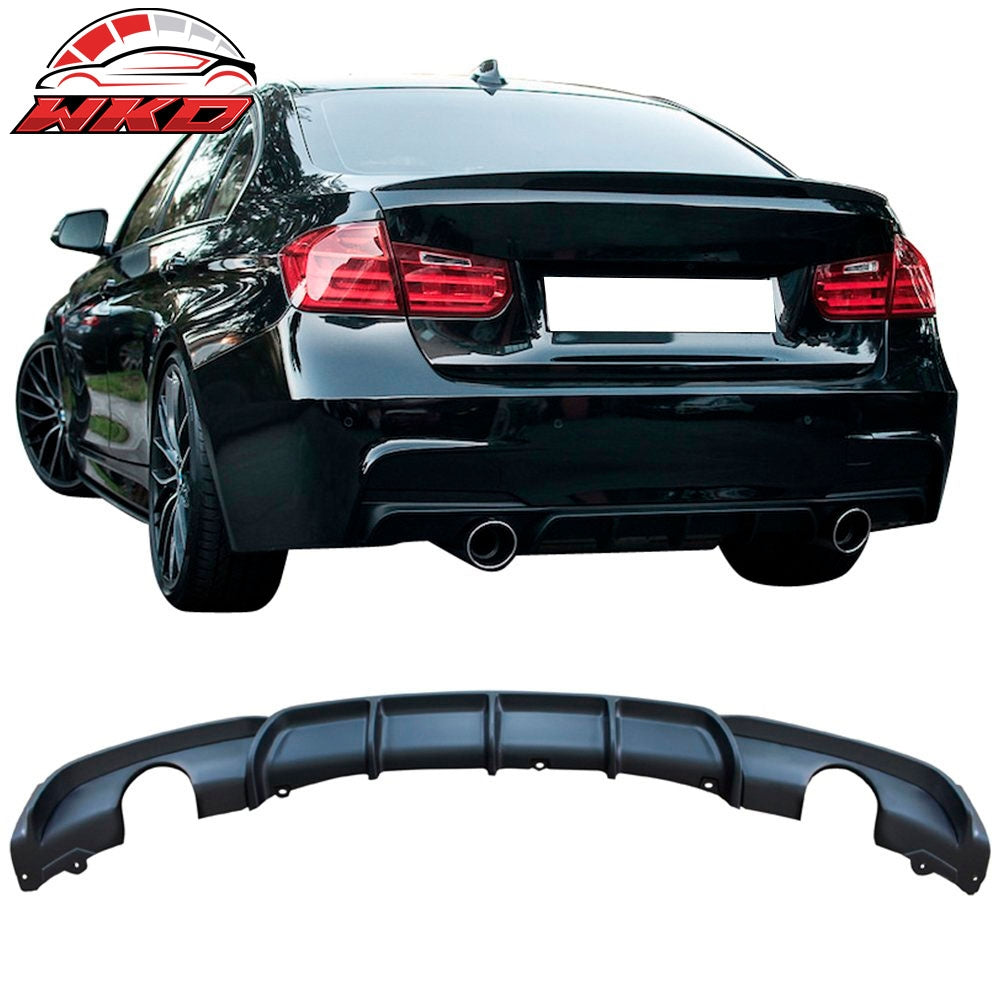 Wholesale 12-18 BMW F30 3 Series M Sport Rear Bumper Diffuser Single Muffler Dual Out - Wikond Auto