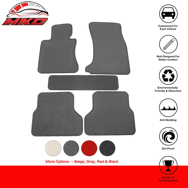 04-09 E60 5-Series 545i 550i Floor Mats Liner Nylon Gray Carpet 5PC FOR: (BMW)
