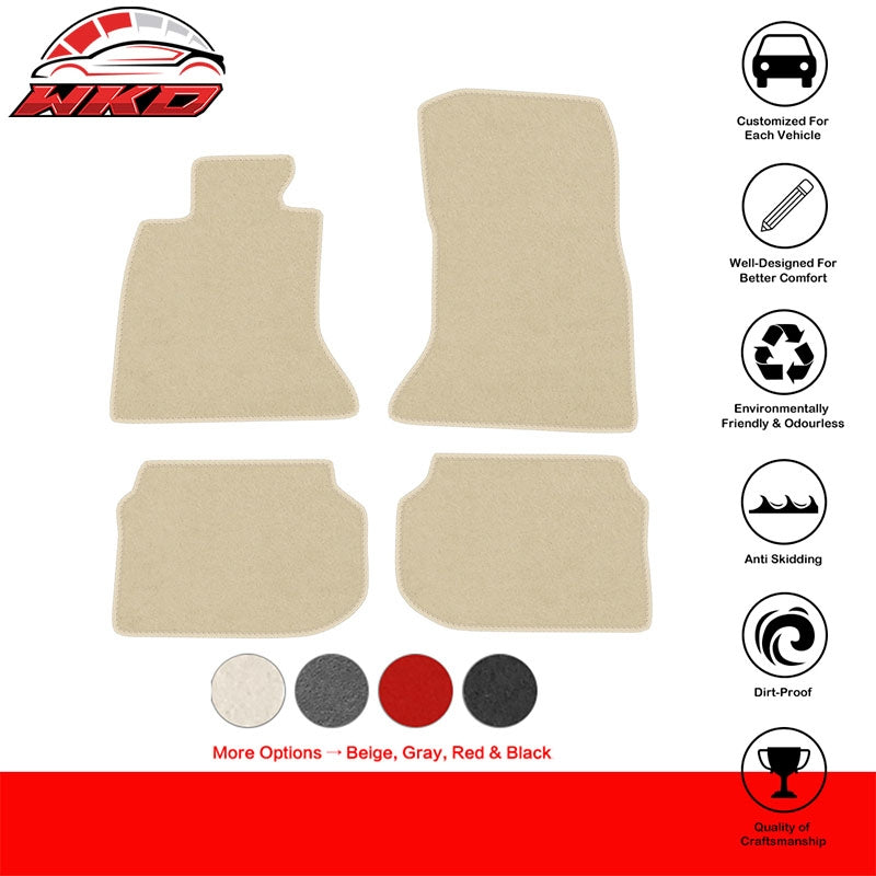 11-16 F10 5-Series Floor Mats Liner Front Rear Nylon Beige Carpet 4PC FOR: (BMW)