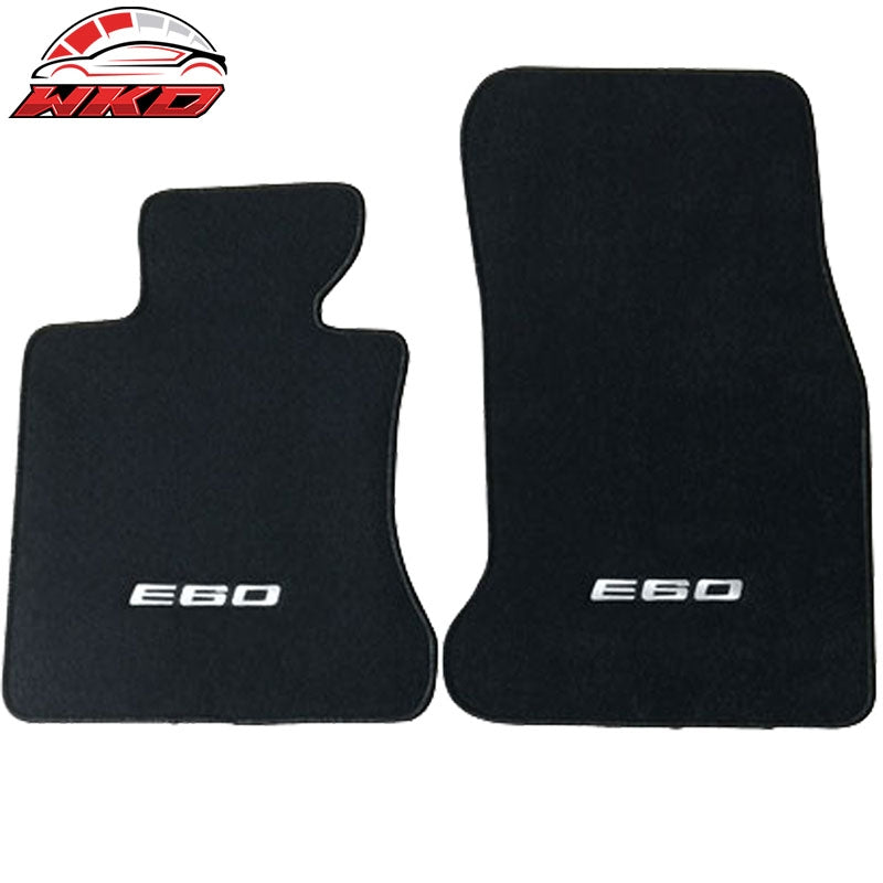 05-10 E60 Logo 5-Series 4PC Front Rear Nylon Floor Mats Carpets Black FOR: (BMW)