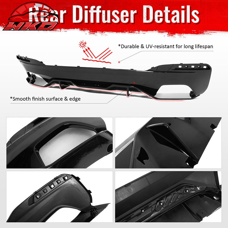 For 17-23 BMW 5 Series G30 M Sport Gloss Black Rear Diffuser M Performance Style