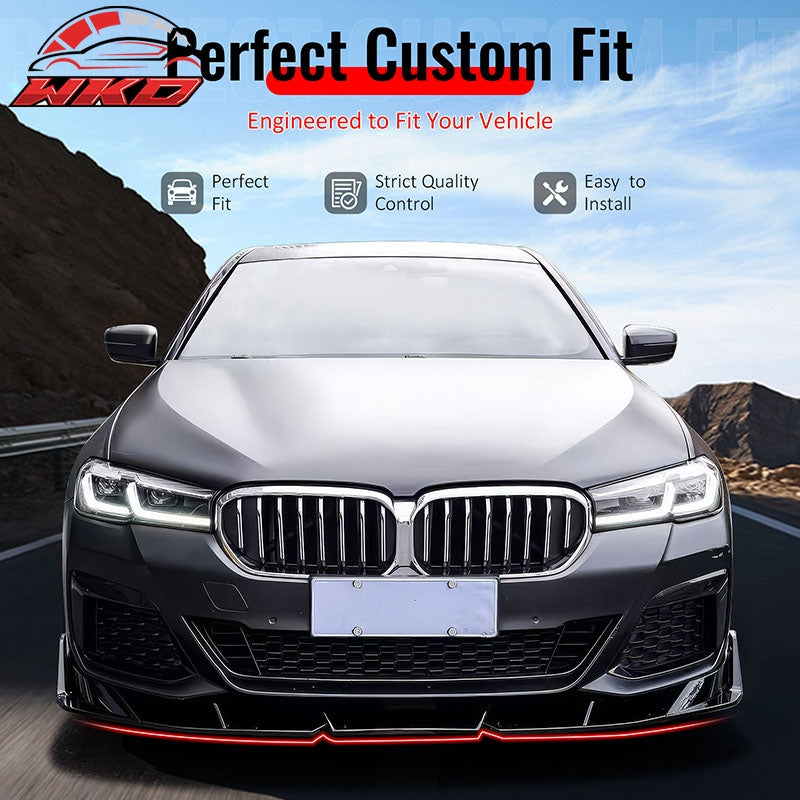Wholesale 21-23 BMW 5 Series G30 M Sport IKON Style 3PCS Front Bumper Lip Gloss Black - Wikond Auto