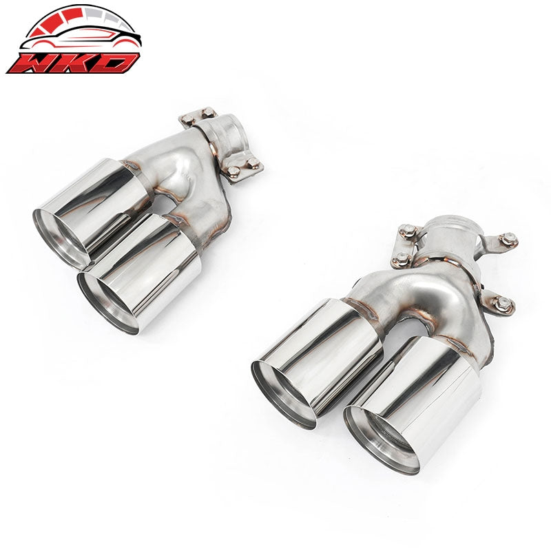 Fits 17-20 BMW 5 Series G30 M5 Style Stainless Steel Quad Exhaust Tips - Silver