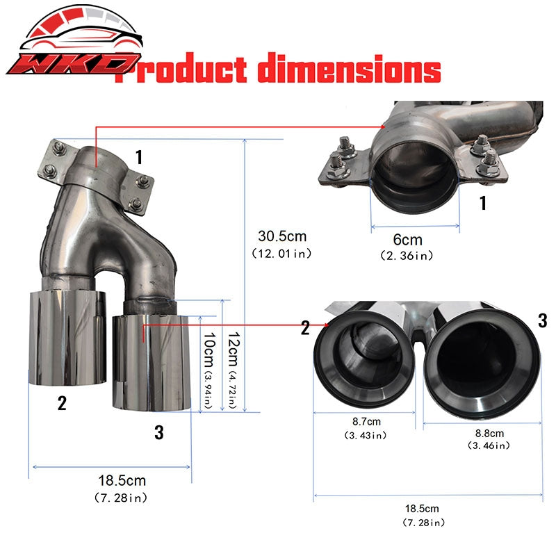 Fits 17-20 BMW 5 Series G30 M5 Style Stainless Steel Quad Exhaust Tips - Silver