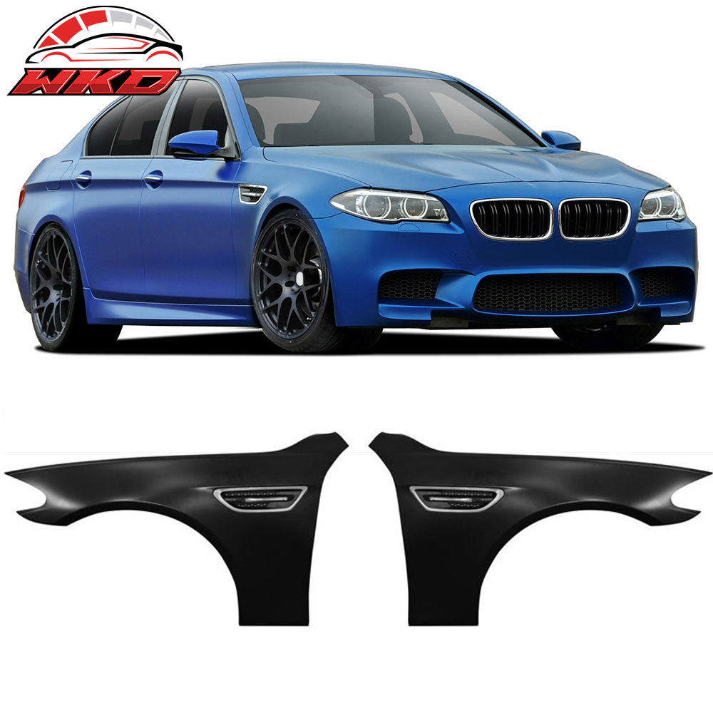 Fits 11-16 BMW F10 5 Series M5 Style Metal Fender Cover Chrome LED Side Vents