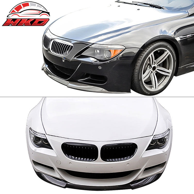 Fits 06-10 BMW 6 Series E64 M6 V Style Front Bumper Lip Kit Matte Carbon Fiber