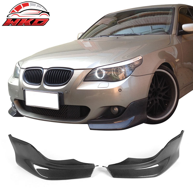 Fits 04-10 BMW E60 5 Series M Sport 3D Style Front Splitters Matte Carbon Fiber