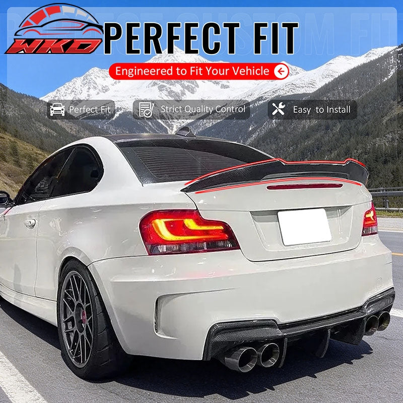 Fits 08-13 BMW E82 1-Series Coupe PSM Style Trunk Spoiler Carbon Fiber Print ABS