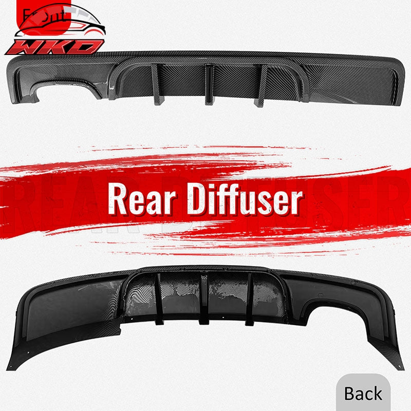 Fits 08-13 BMW E82 E88 M Performance Rear Diffuser W/ LED Carbon Fiber Print ABS