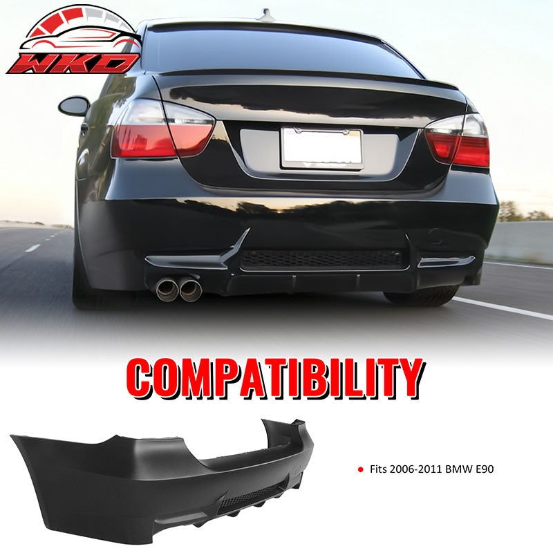 Fits 06-11 BMW E90 3-Series 325i 330i M3 Style Rear Bumper Cover Replacement PP