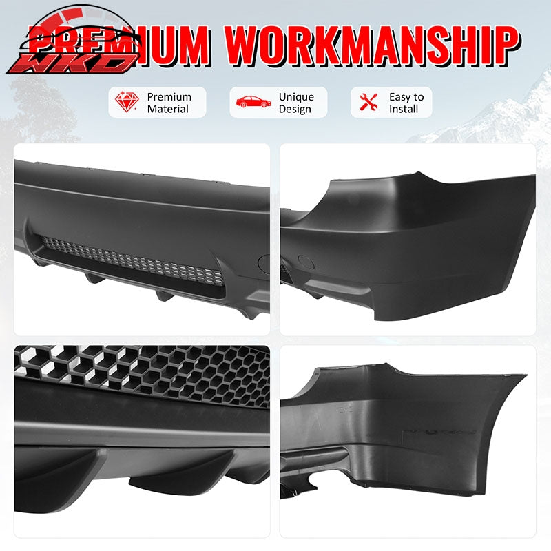 Fits 06-11 BMW E90 3-Series 325i 330i M3 Style Rear Bumper Cover Replacement PP