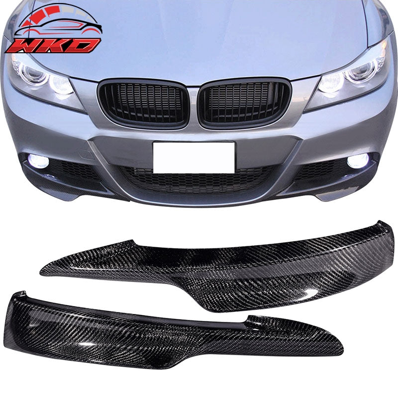 Fits 09-11 BMW E90 328i 335i MT Splitter Front Bumper Lip 2PC Matte Carbon Fiber
