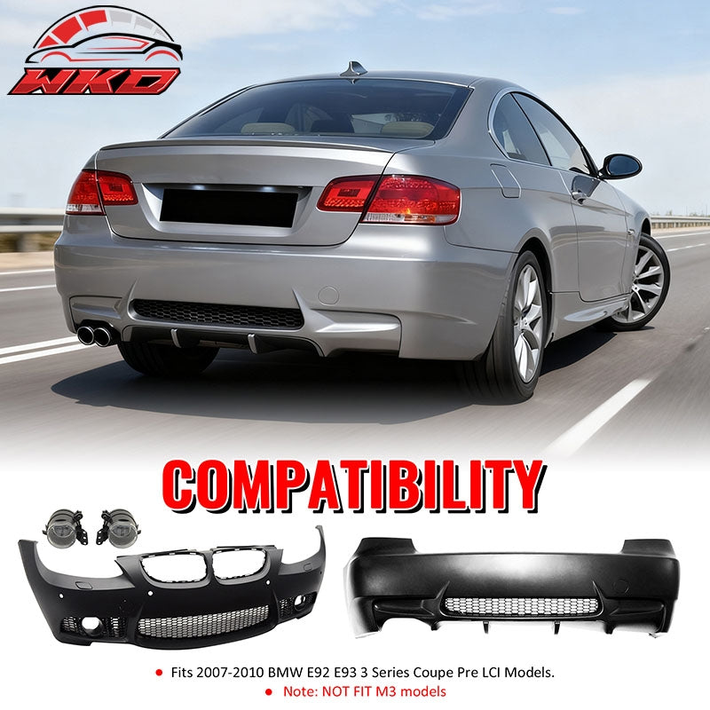 Wholesale 07-10 BMW E92 E93 3 Series M3 Style Fog Lamps Front & Rear Bumper Cover PP - Wikond Auto