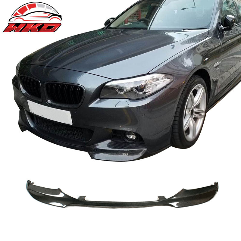 Fits 11-16 BMW 5 Series F10 M Sport V Style Front Bumper Lip Carbon Fiber CF