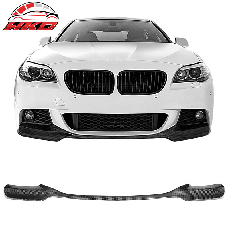 Fits 11-16 BMW 5-Series F10 M-Sport Carbon Fiber Front Bumper Lip V Style