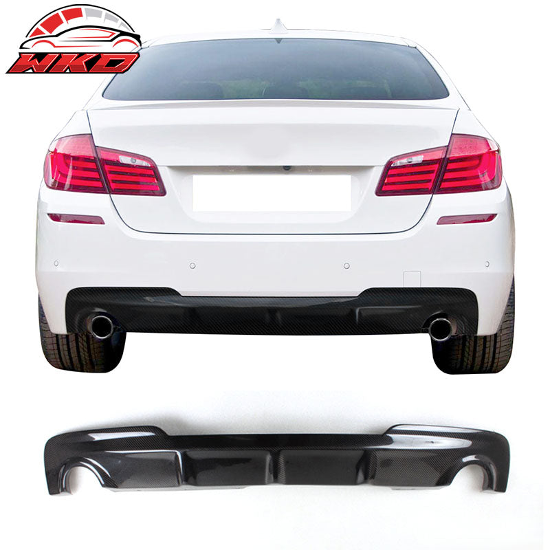 Fits 11-16 BMW F10 5 Series AK Style Rear Bumper Lip Diffuser Matte Carbon Fiber