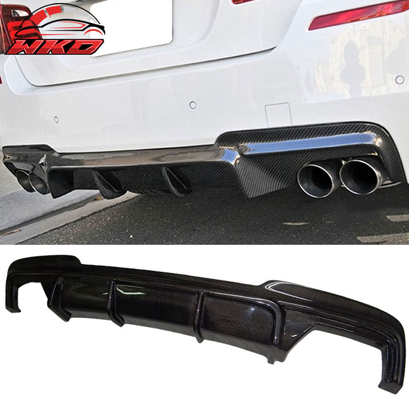 Fits 11-16 BMW F10 5 Series MT M-Sport Carbon Fiber Rear Bumper Diffuser V Style