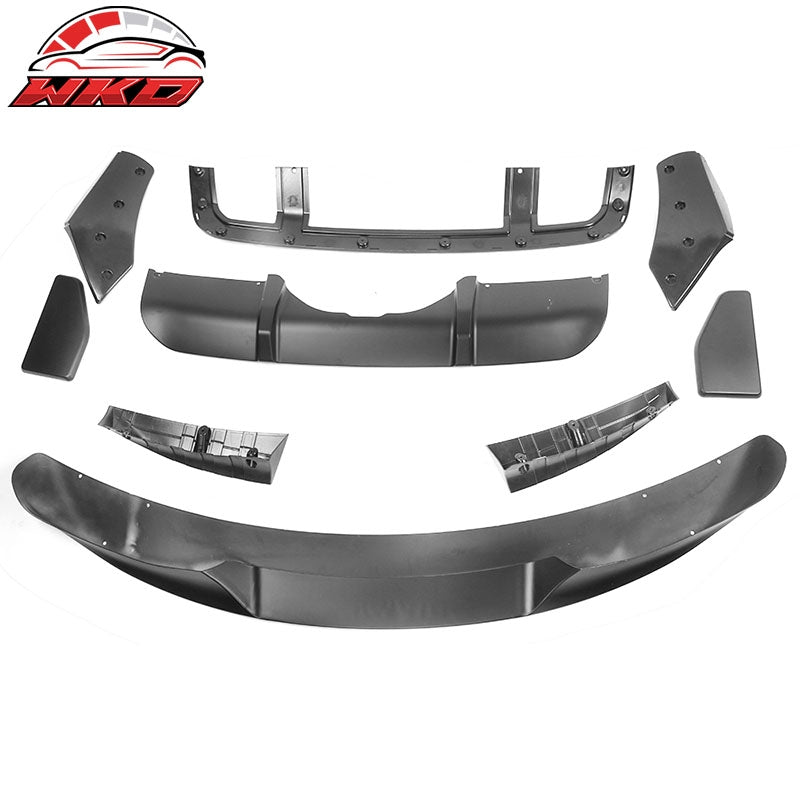 Fits 14-18 BMW F15 X5 M Sport Front Bumper Lip & Rear Diffuser Matte Black - PP