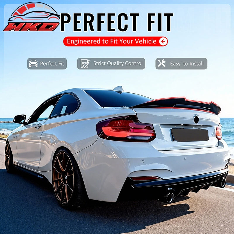 Fits 14-21 BMW F22 2-Series F87 M2 Coupe PSM Style Trunk Spoiler Lip Matte Black