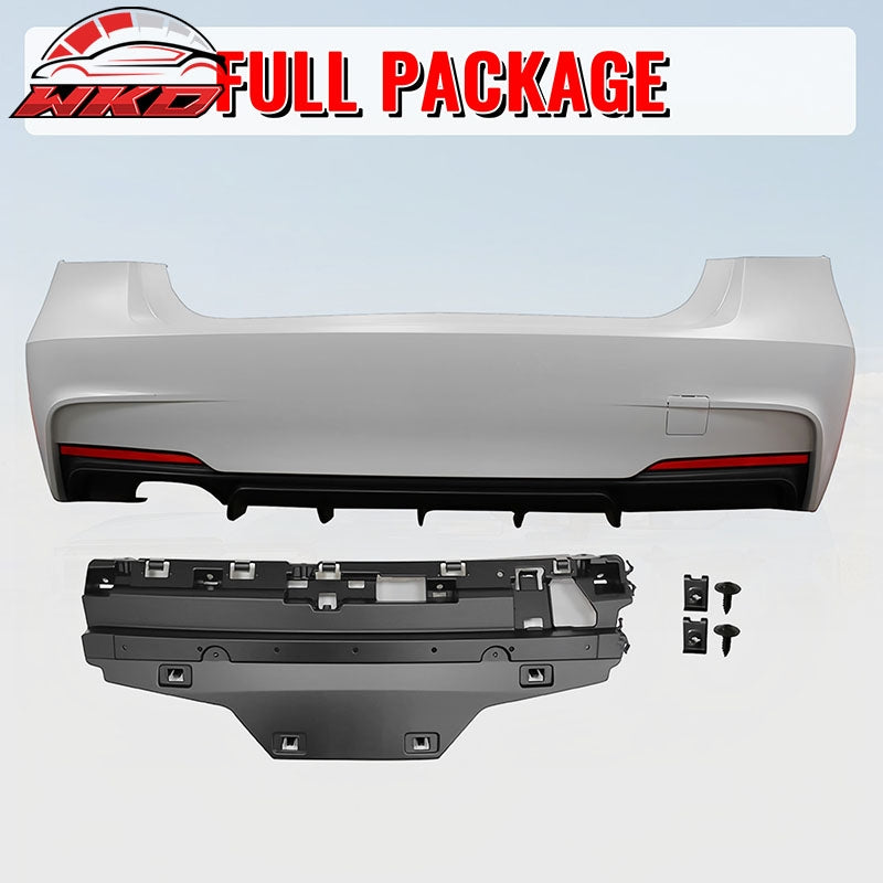Fits 12-18 BMW F30 3-Series M Performance Style Rear Bumper Cover W/Diffuser PP
