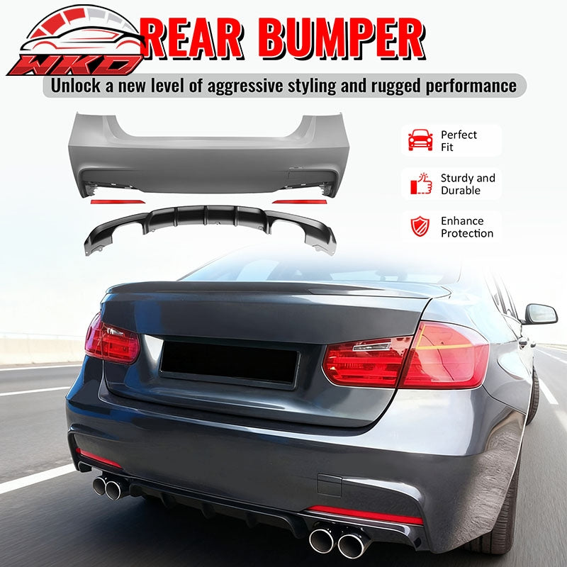 Wholesale 12-18 BMW F30 3 Series M Performance Style Rear Bumper Cover W/Diffuser PP - Wikond Auto