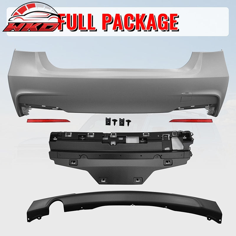Fits 12-18 BMW F30 F35 3 Series Rear Bumper Cover Replacement W/Diffuser PP
