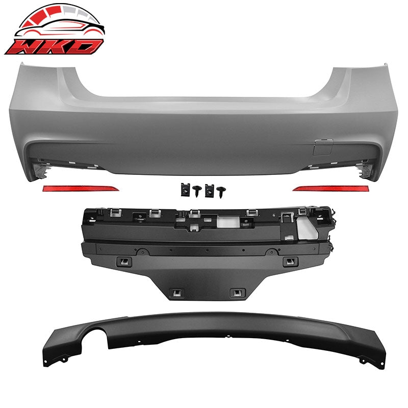 Fits 12-18 BMW F30 F35 3 Series Rear Bumper Cover Replacement W/Diffuser PP