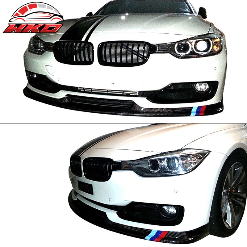 Fits 12-15 BMW F30 Standard Bumper H Style Front Lip Carbon Fiber
