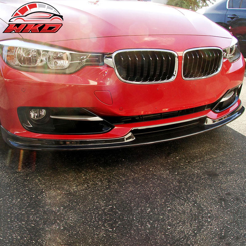 Fits 12-15 BMW F30 3-Series 4Dr HM Style Front Bumper Lip Carbon Fiber CF