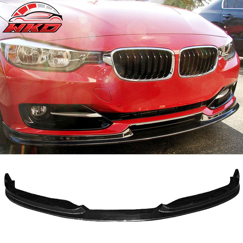 Fits 12-15 BMW F30 3-Series 4Dr HM Style Front Bumper Lip Carbon Fiber CF
