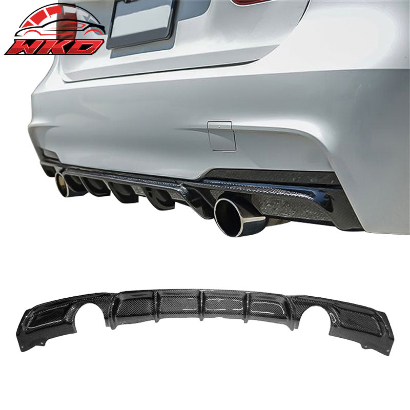 Fits 12-18 F30 335 Dual Exhaust M Sport P Style Rear Diffuser Matte Carbon Fiber