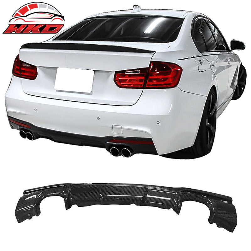 Fits 12-18 BMW F30 Sedan 3D Style Rear Bumper Lip Diffuser Matte Carbon Fiber
