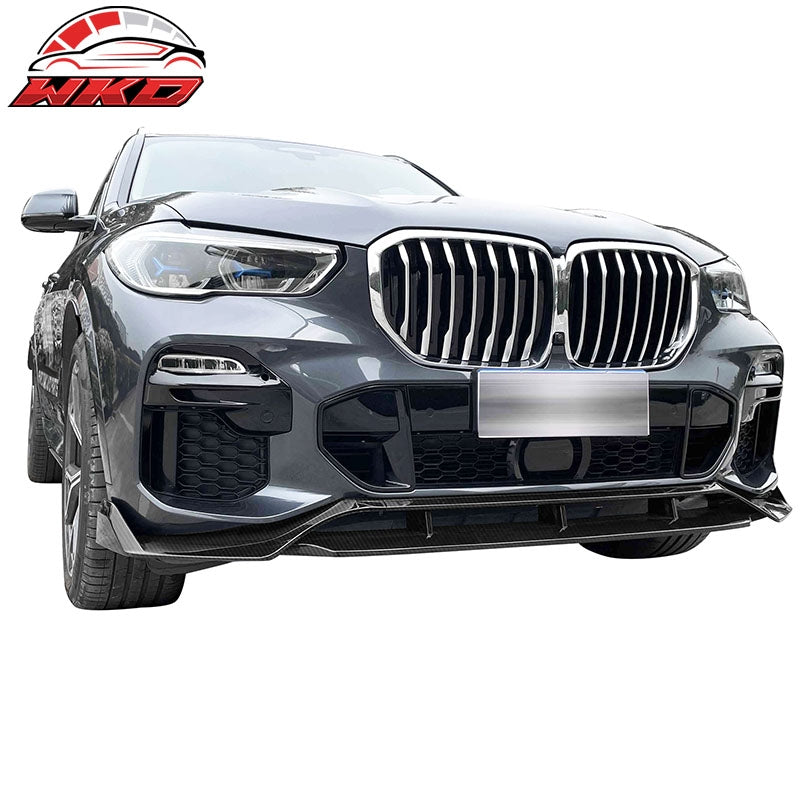 Fits 19-23 BMW G05 X5 M Sport IKON Style Front Lip 4PC ABS - Carbon Fiber Print